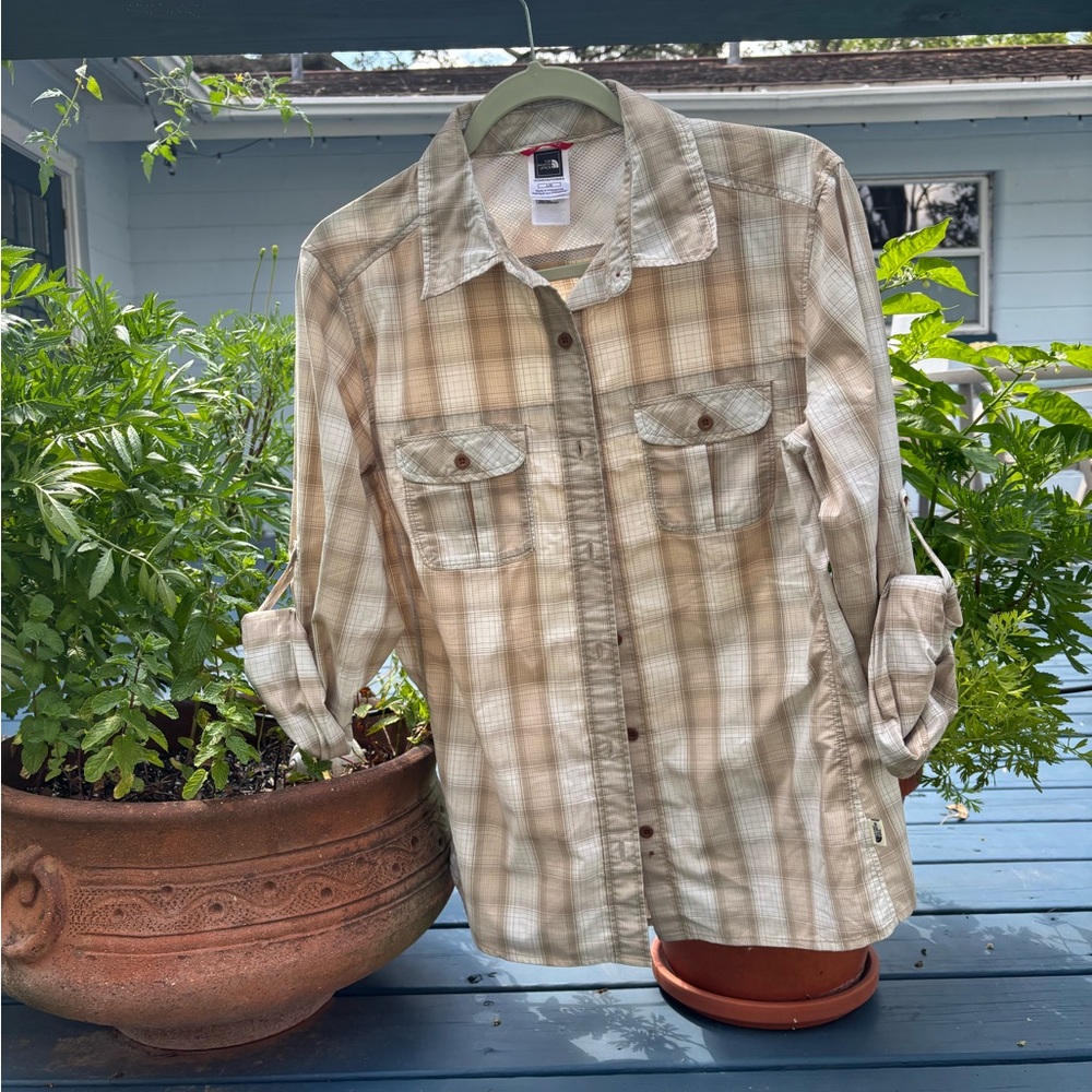 The North Face Tan Plaid Button Down Shirt